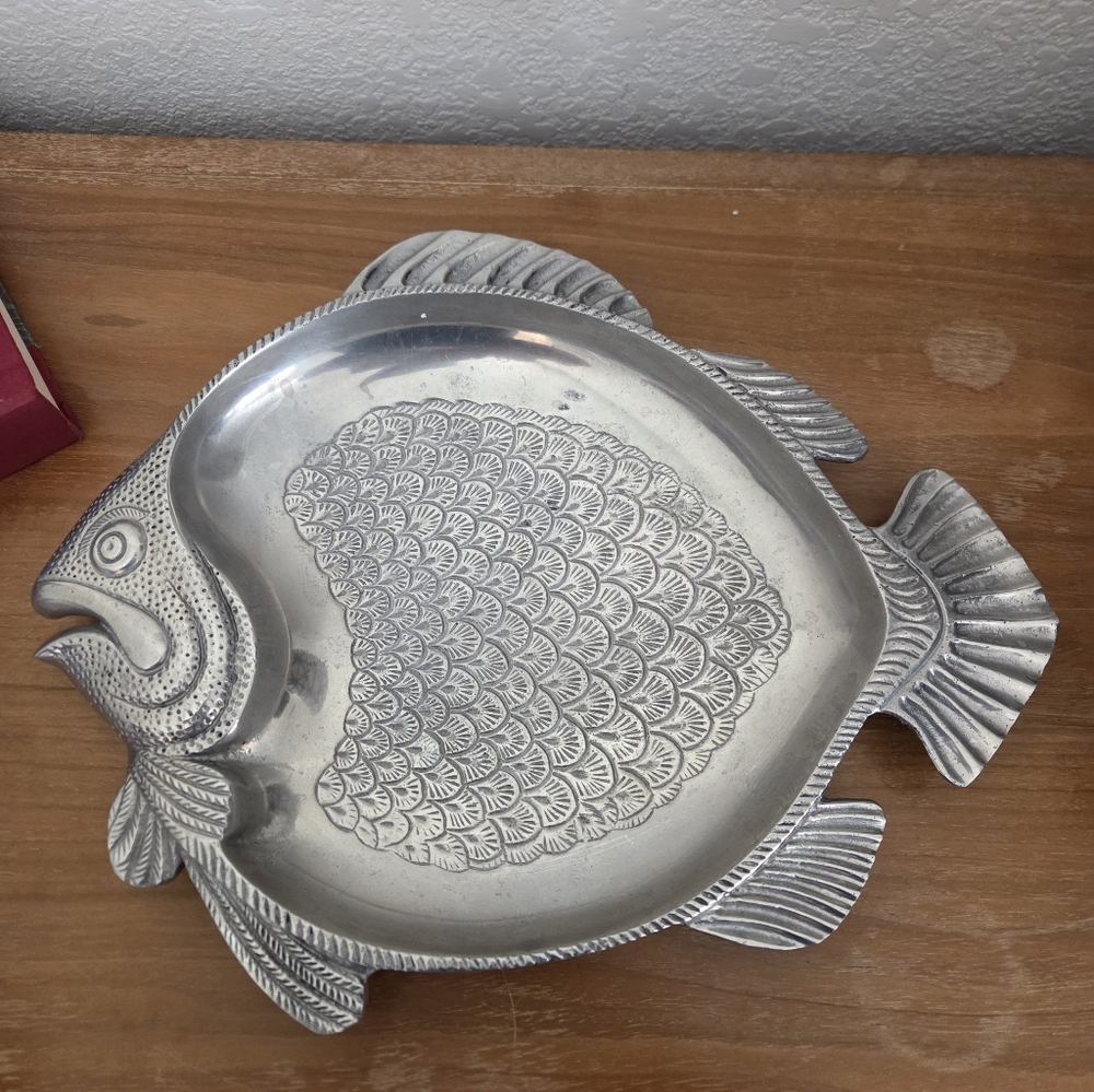 Vintage Cast Aluminum Fish Serving Tray